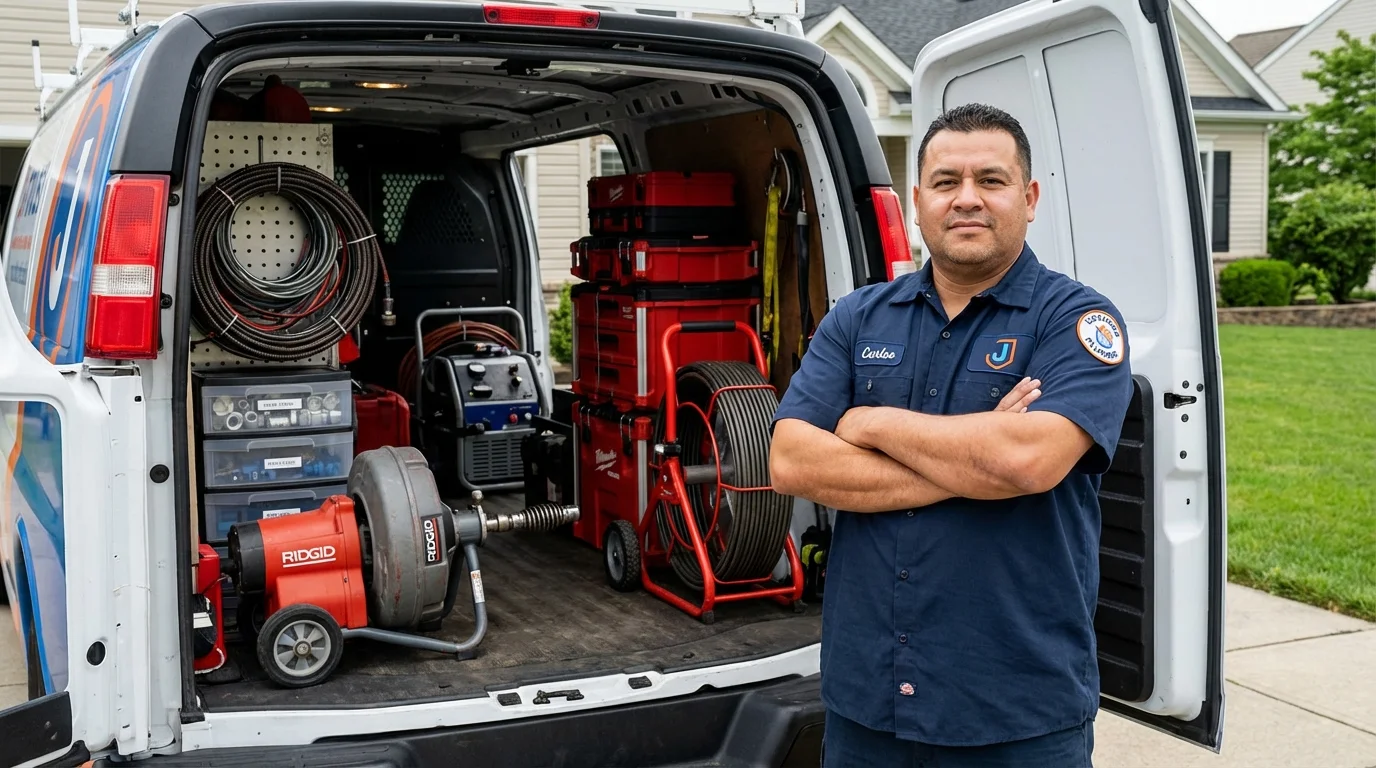 Professional drain cleaning equipment and Johns Plumbing LLC plumber in Wilburton