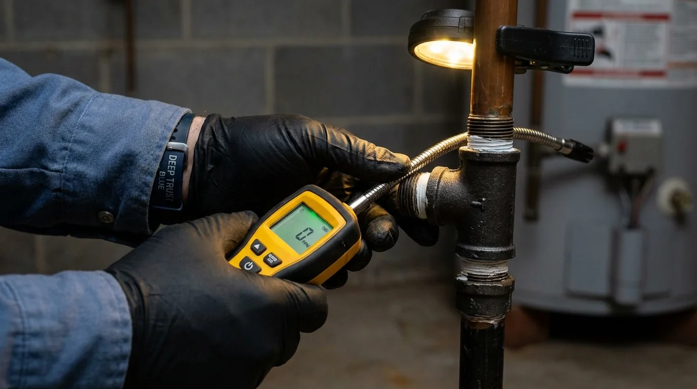 Gas leak detection with electronic sniffer by Johns Plumbing LLC in Wilburton