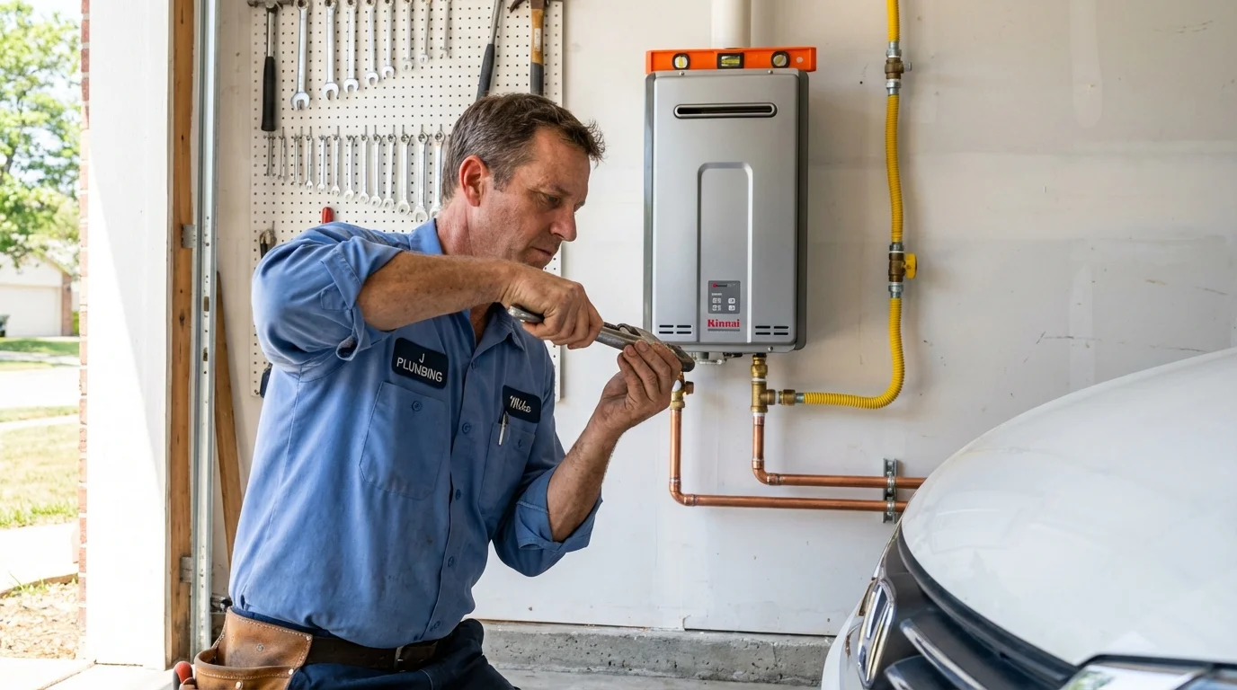 Tankless water heater installation by a Johns Plumbing LLC plumber in Wilburton